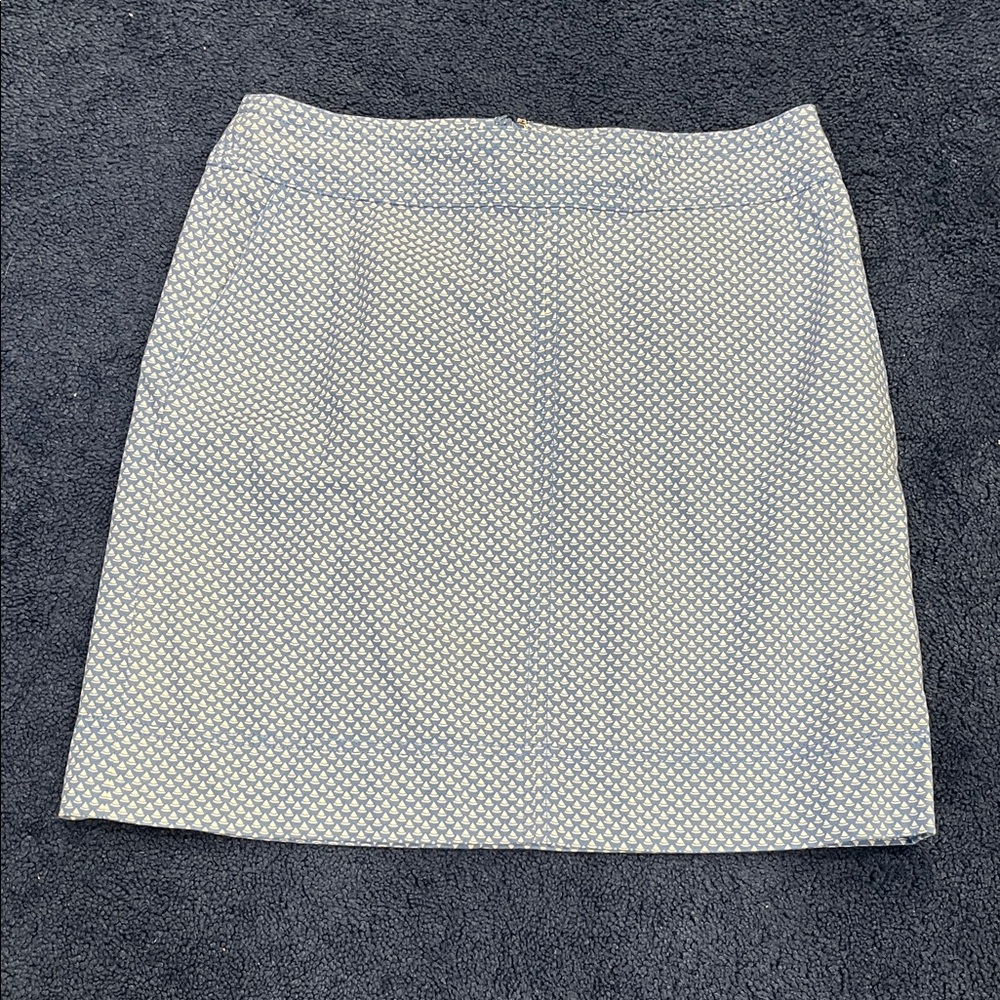 Talbots Navy and White Patterned Pencil Skirt